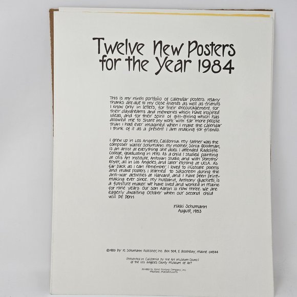 Vintage 1984 Nikki Schumann 12 Poster Portfolio Calendar Prints 11x14 Frameable - Picture 4 of 16